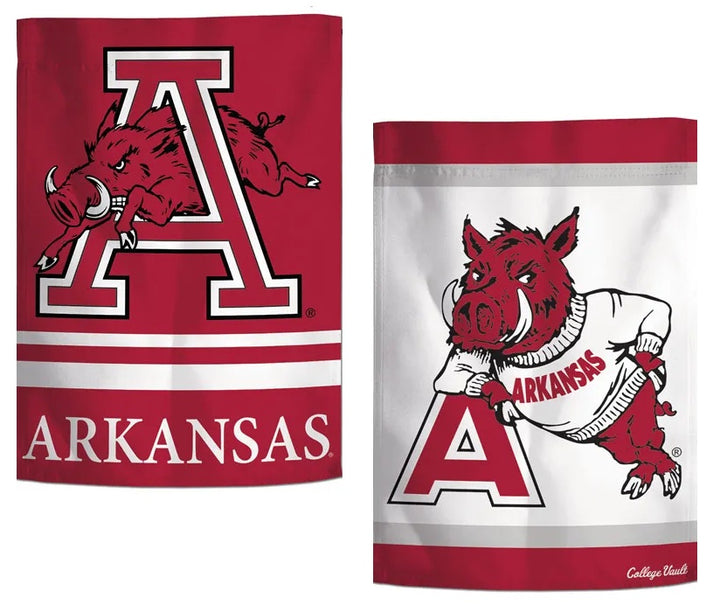 Arkansas Garden Flag 2 Sided Razorbacks Vault Logo heartlandflags