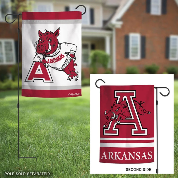 Arkansas Garden Flag 2 Sided Razorbacks Vault Logo heartlandflags