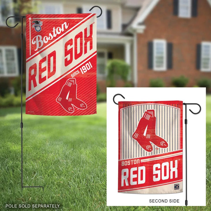Boston Red Sox Garden Flag 2 Sided Classic Logo Pinstripe heartlandflags