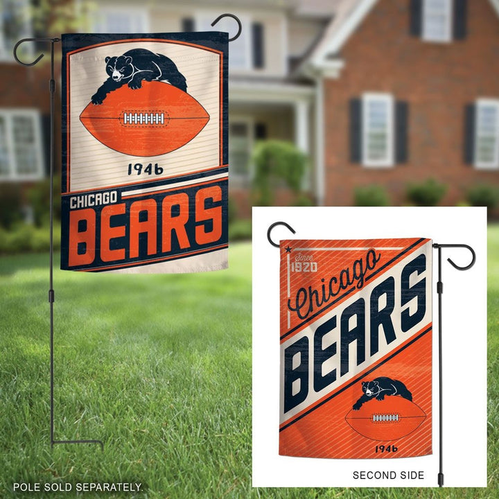 Chicago Bears Garden Flag 2 Sided Retro Classic Logo heartlandflags