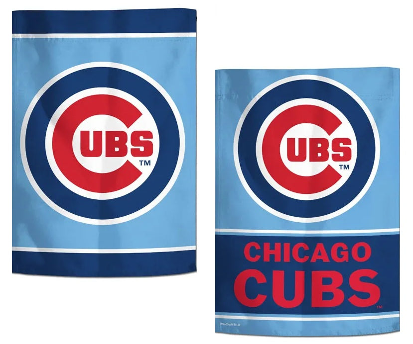 Chicago Cubs Garden Flag 2 Sided Light Blue Logo heartlandflags