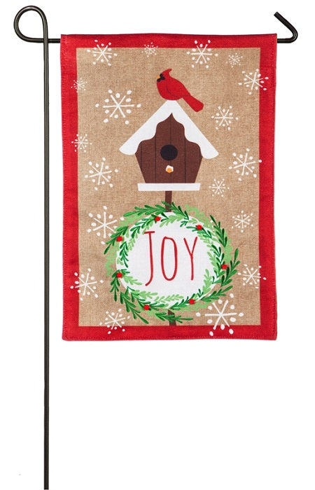 Christmas Joyful Cardinal 2 Sided Garden Flag Burlap heartlandflags