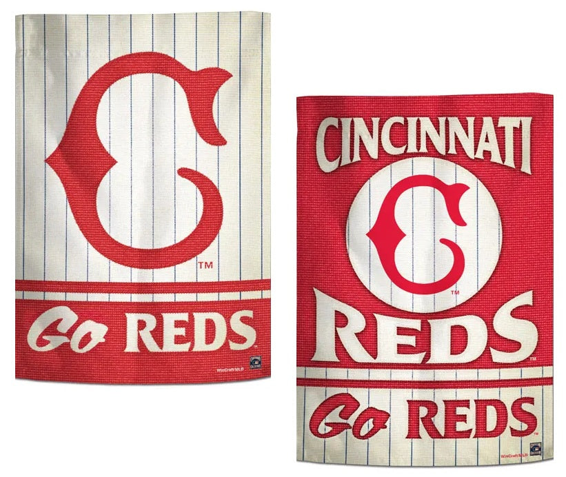 Cincinnati Reds Garden Flag 2 Sided Throwback Logo heartlandflags