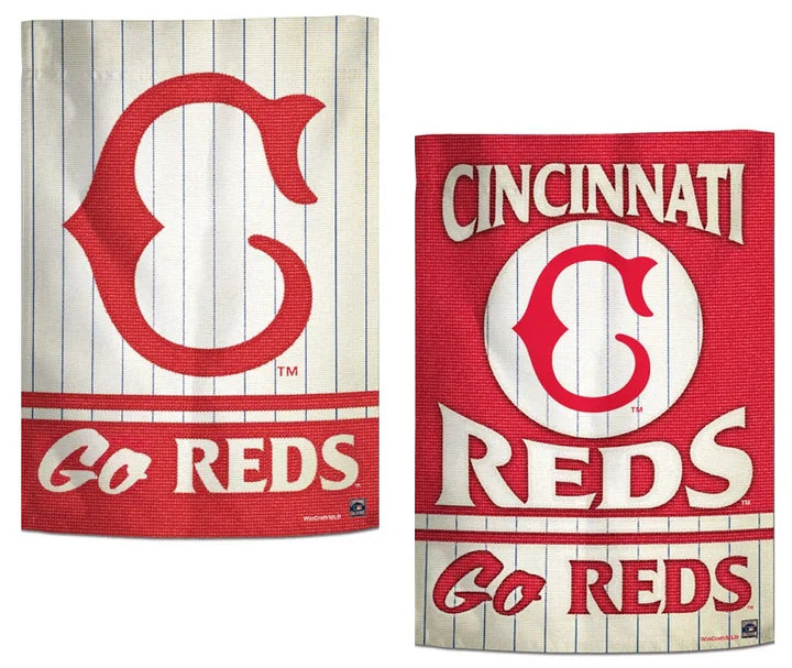 Cincinnati Reds Garden Flag 2 Sided Throwback Logo heartlandflags