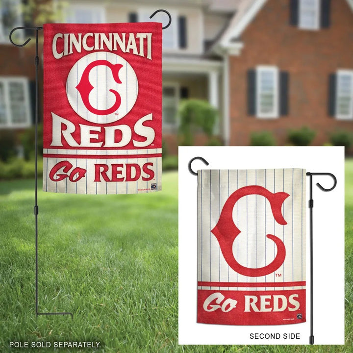 Cincinnati Reds Garden Flag 2 Sided Throwback Logo heartlandflags