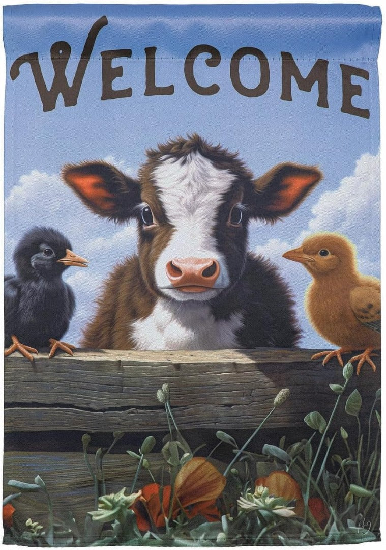 Cow and Chicks 2 Sided Garden Flag heartlandflags