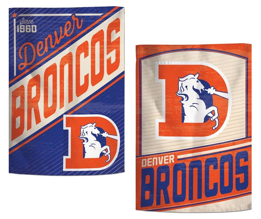 Denver Broncos Garden Flag 2 Sided Retro Classic Logo heartlandflags