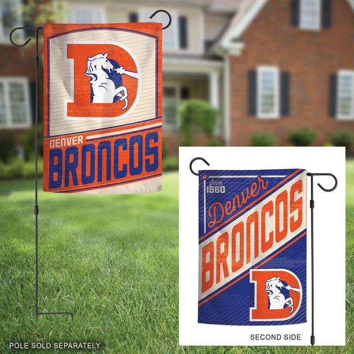 Denver Broncos Garden Flag 2 Sided Retro Classic Logo heartlandflags