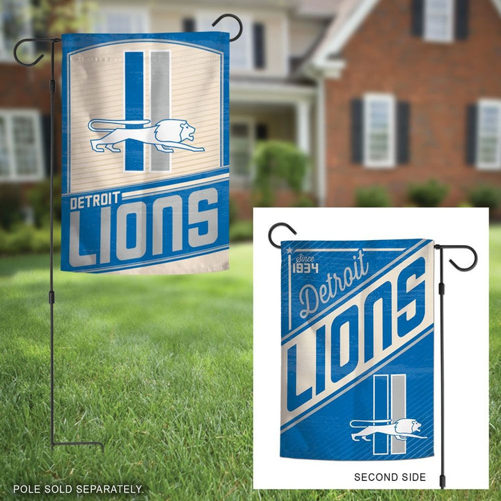 Detroit Lions Garden Flag 2 Sided Retro Classic Logo heartlandflags