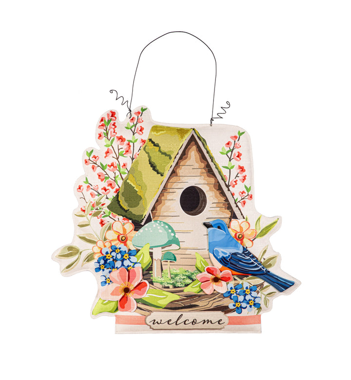 Easter Bunny and Spring Birdhouse Reversible Door Decoration heartlandflags