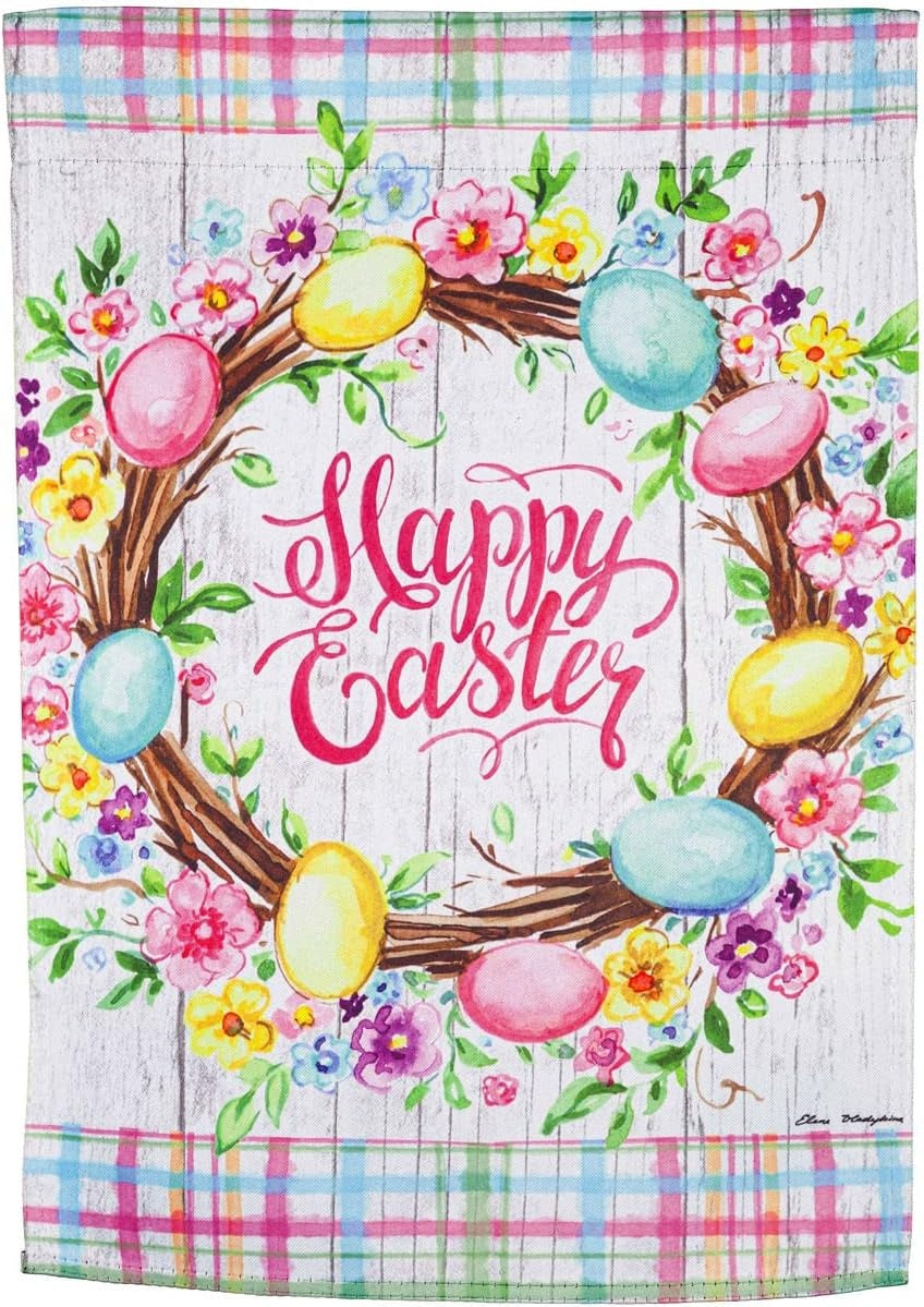 Easter Floral Wreath 2 Sided Garden Flag heartlandflags