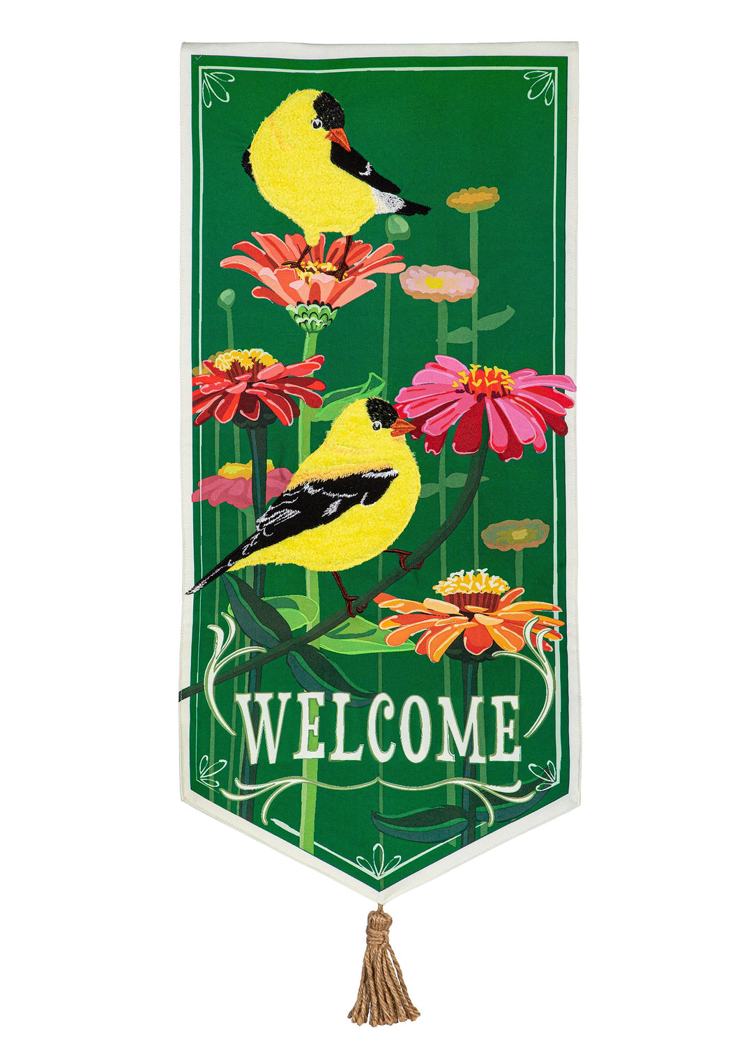 Finches and Flowers Long 2 Sided Garden Flag XL heartlandflags