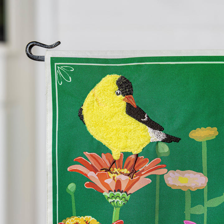 Finches and Flowers Long 2 Sided Garden Flag XL heartlandflags