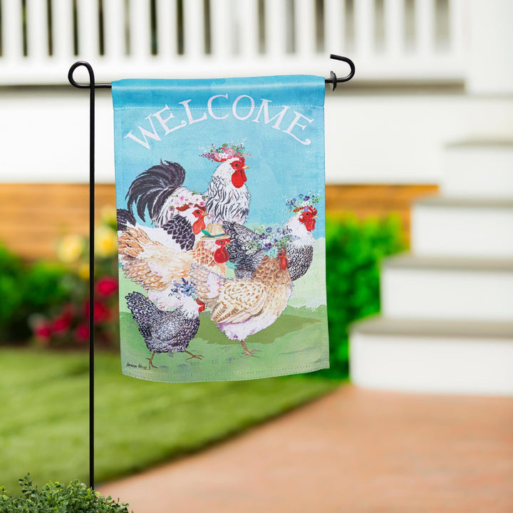 Floral Chickens 2 Sided Garden Flag heartlandflags