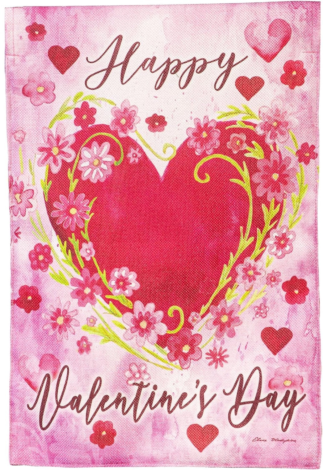 Floral Heart 2 Sided Valentine Garden Flag heartlandflags