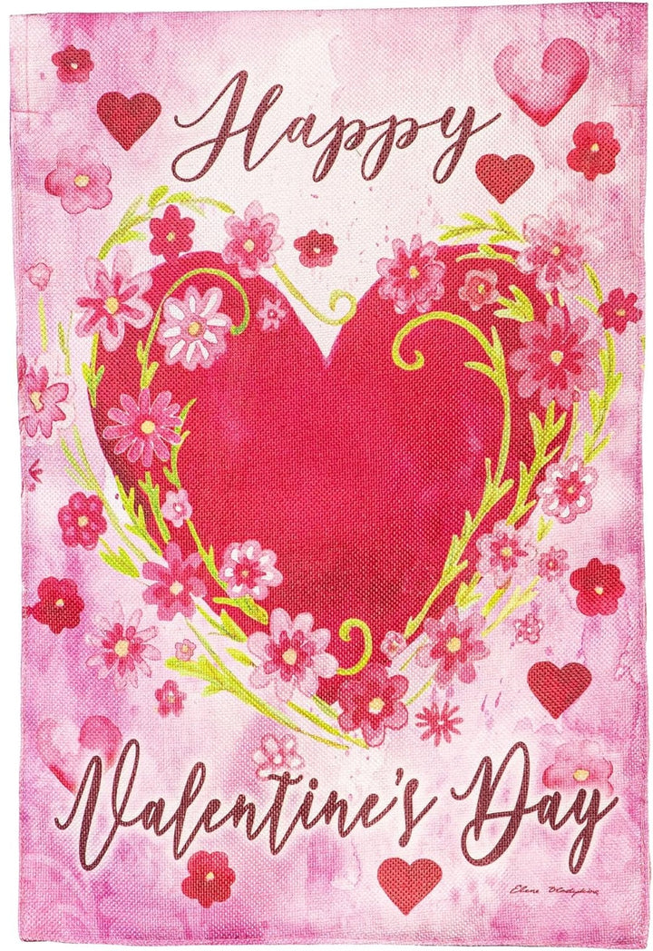 Floral Heart 2 Sided Valentine Garden Flag heartlandflags
