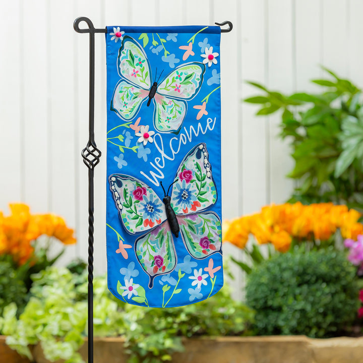 Fluttering Butterfly 2 Sided Long Garden Flag heartlandflags