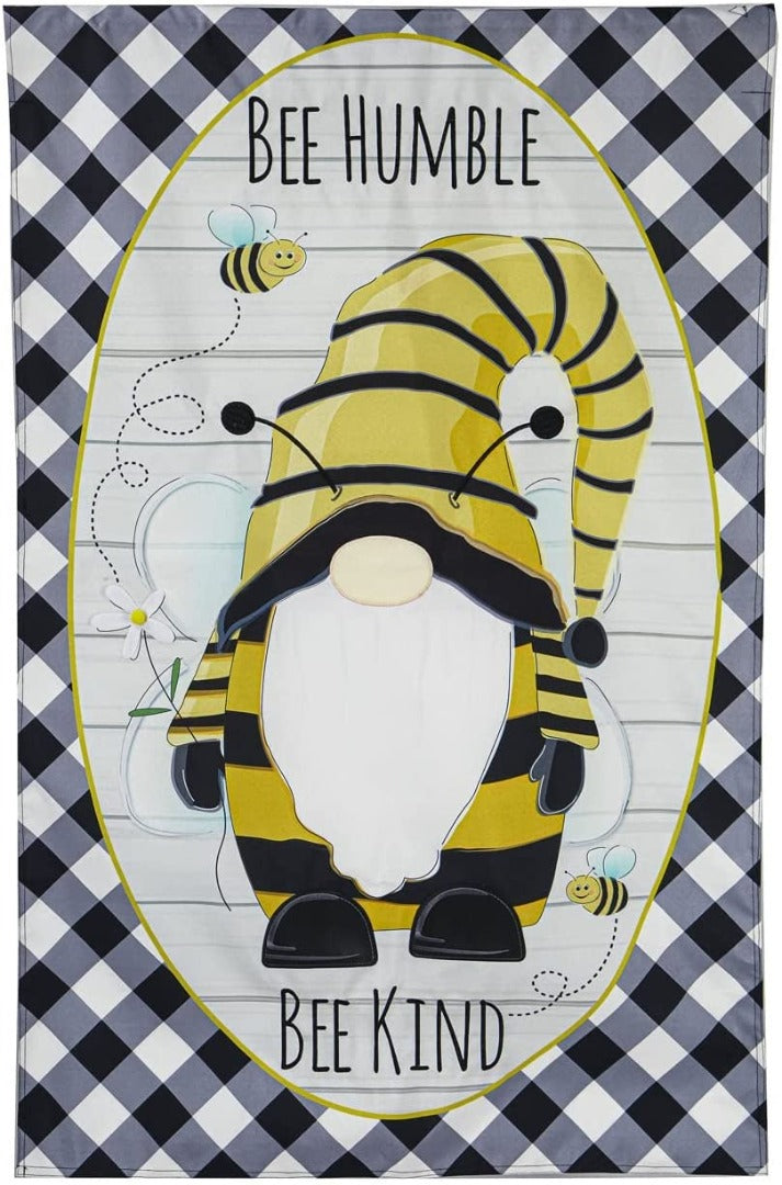 Gnome Bee Humble Garden Flag 2 Sided heartlandflags