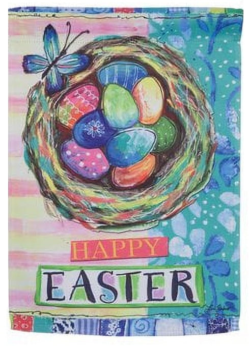 Happy Life Nest 2 Sided Easter Garden Flag heartlandflags