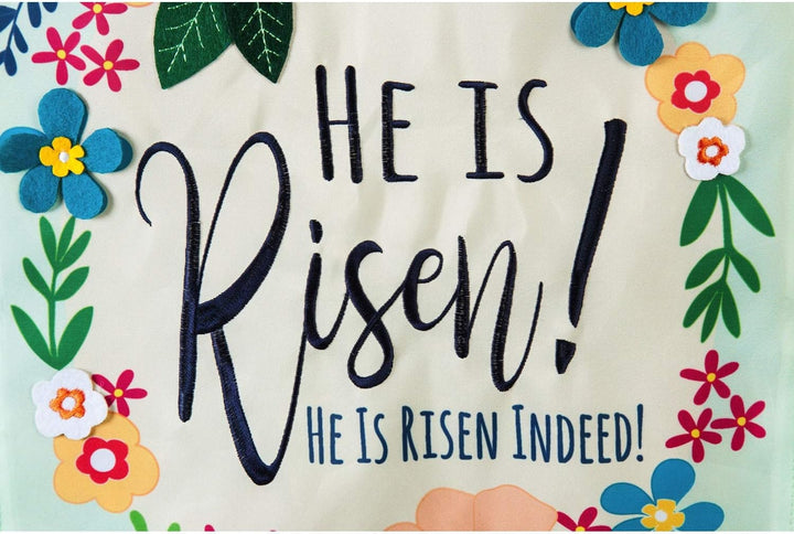 He Is Risen Floral 2 Sided Easter Garden Flag heartlandflags