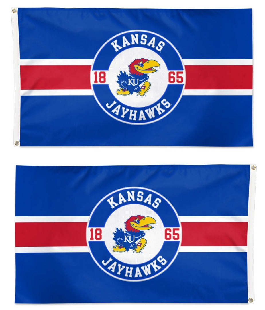 Kansas Jayhawks Embroidered Flag 2 Sided 3x5 heartlandflags
