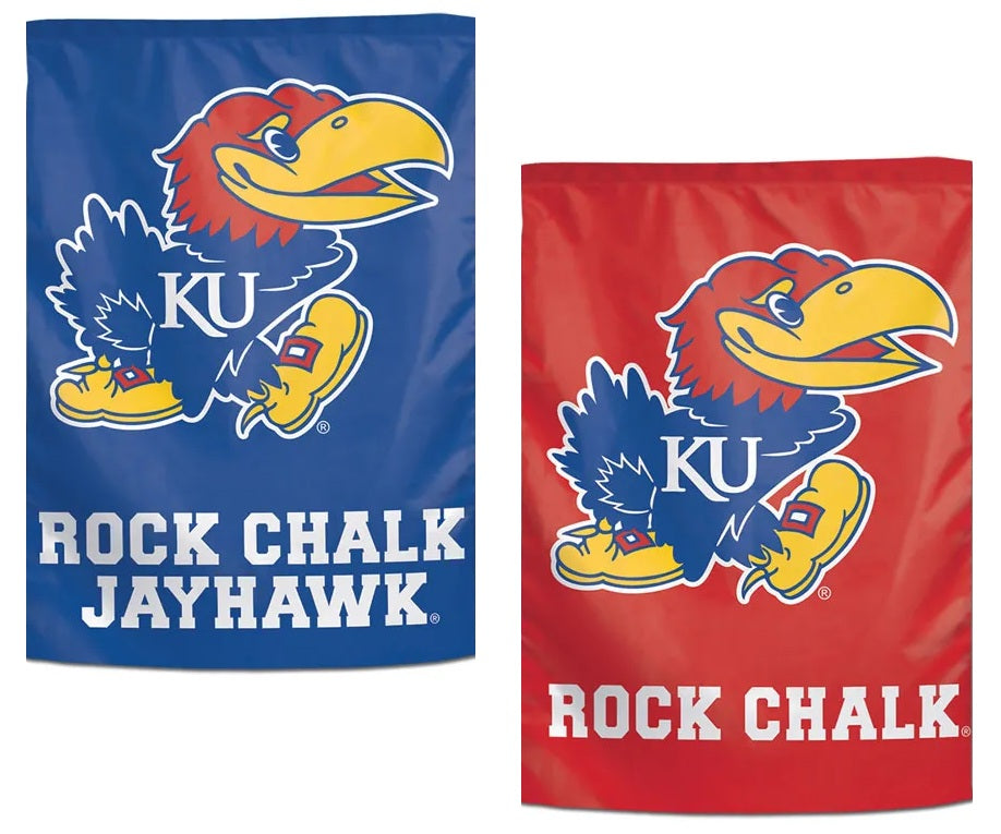 Kansas Rock Chalk Jayhawk 2 Sided Garden Flag heartlandflags