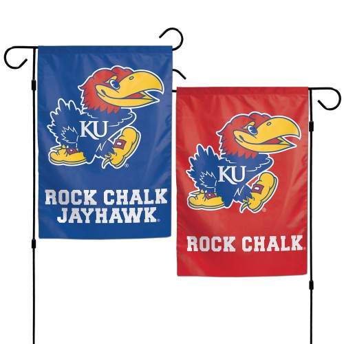 Kansas Rock Chalk Jayhawk 2 Sided Garden Flag heartlandflags