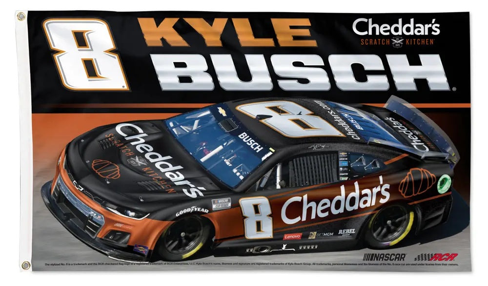 Kyle Busch Cheddar's Race Car 2025 Flag 3x5 heartlandflags