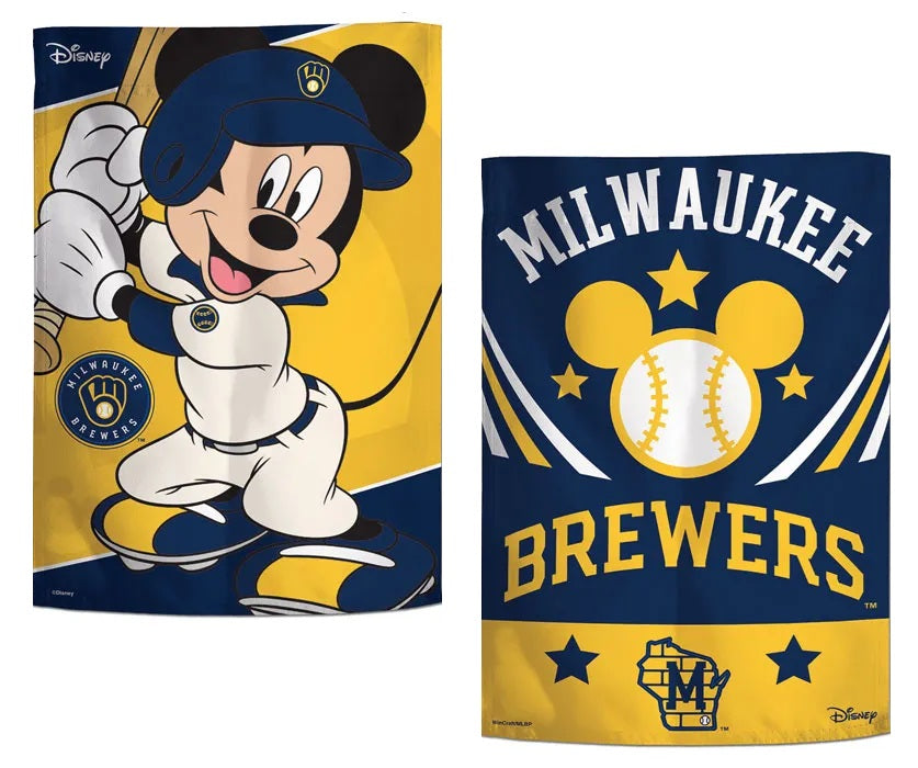 Milwaukee Brewers Garden Flag 2 Sided Mickey Mouse heartlandflags