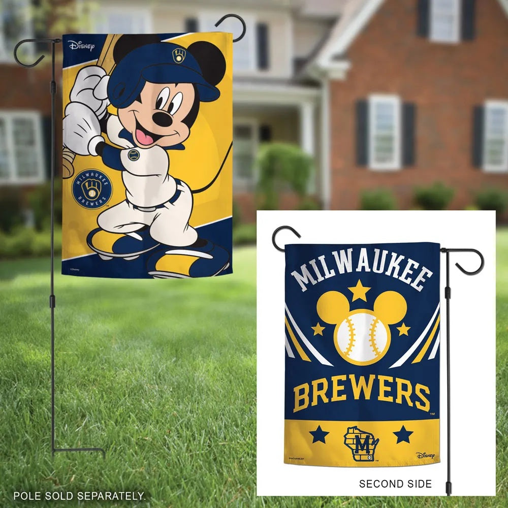 Milwaukee Brewers Garden Flag 2 Sided Mickey Mouse heartlandflags