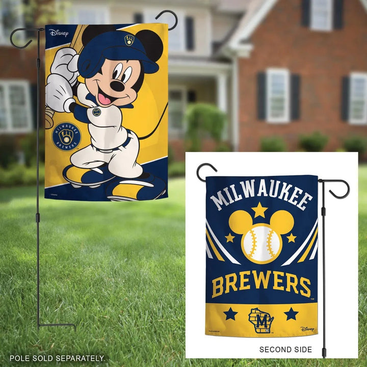 Milwaukee Brewers Garden Flag 2 Sided Mickey Mouse heartlandflags
