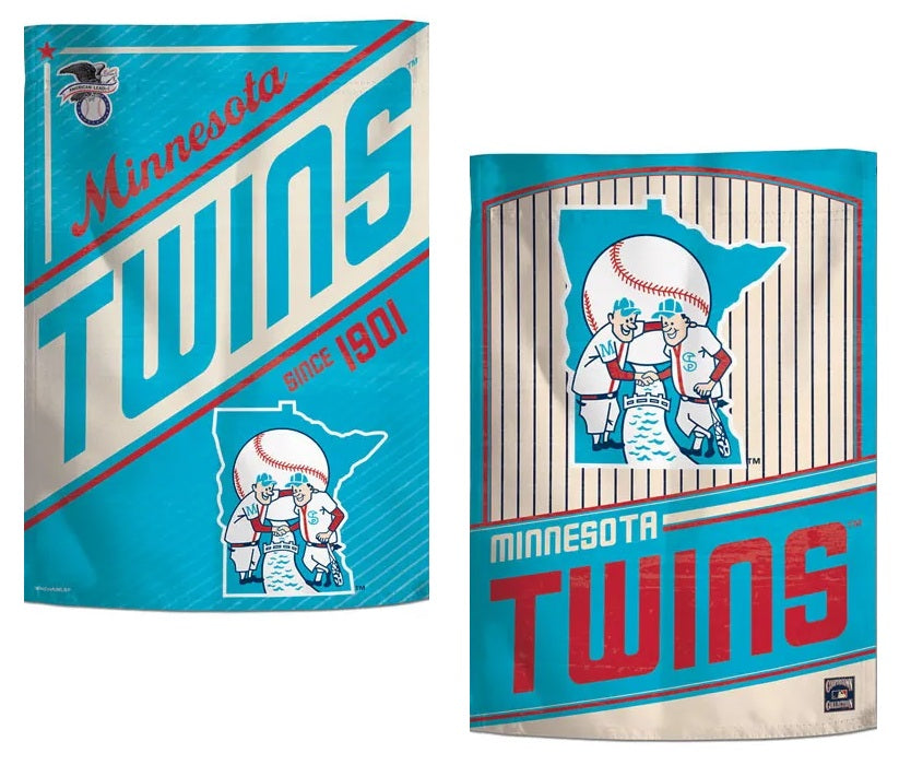 Minnesota Twins Garden Flag 2 Sided Classic Logo Pinstripe heartlandflags