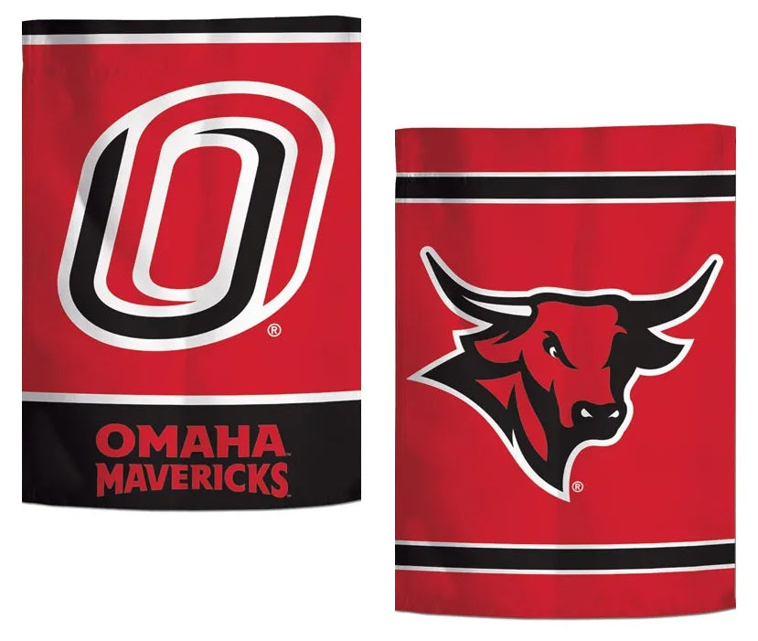 Nebraska Omaha Mavericks Garden Flag 2 Sided heartlandflags