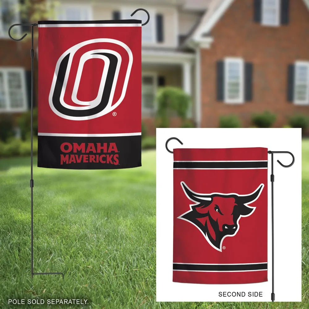 Nebraska Omaha Mavericks Garden Flag 2 Sided heartlandflags