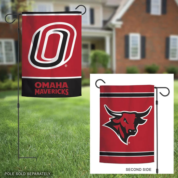 Nebraska Omaha Mavericks Garden Flag 2 Sided heartlandflags