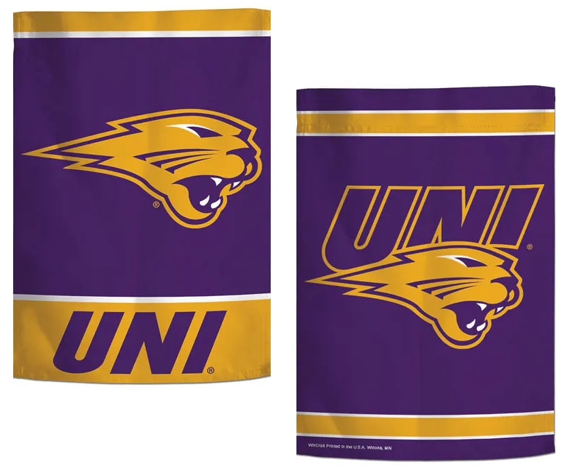 Northern Iowa Panthers 2 Sided Garden Flag UNI Double Logo Design heartlandflags