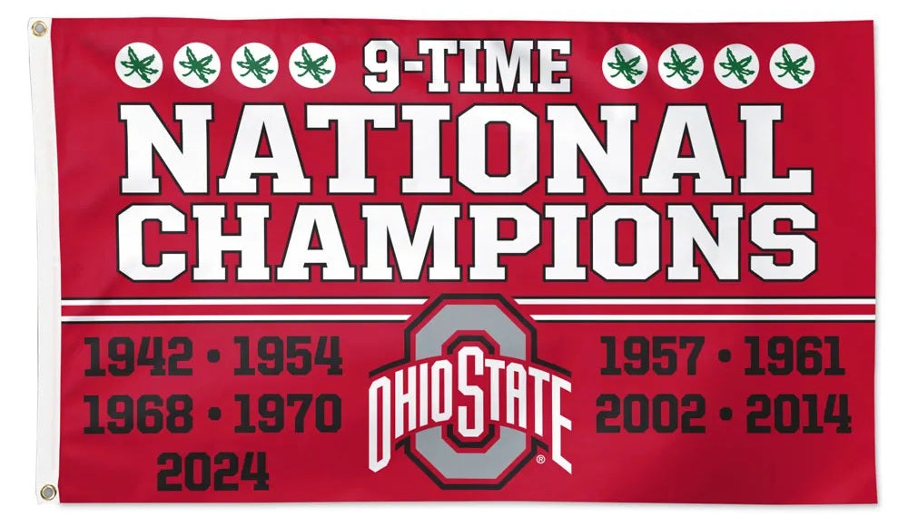 Ohio State Buckeyes 9 Time Champions 3x5 Flag heartlandflags