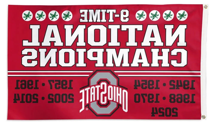 Ohio State Buckeyes 9 Time Champions 3x5 Flag heartlandflags