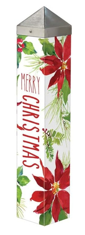 Poinsettias and Holly 20 Inch Art Pole heartlandflags
