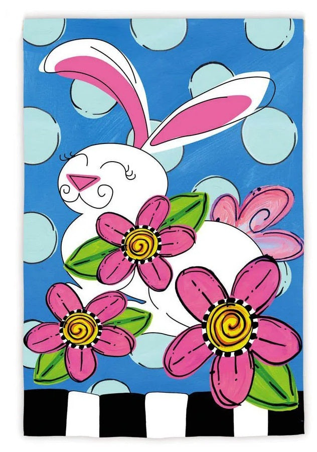 Polka Dot Bunny 2 Sided Garden Flag heartlandflags