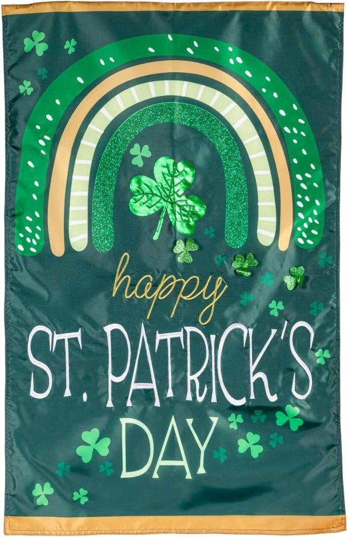 Rainbow and Shamrocks Banner 2 Sided heartlandflags