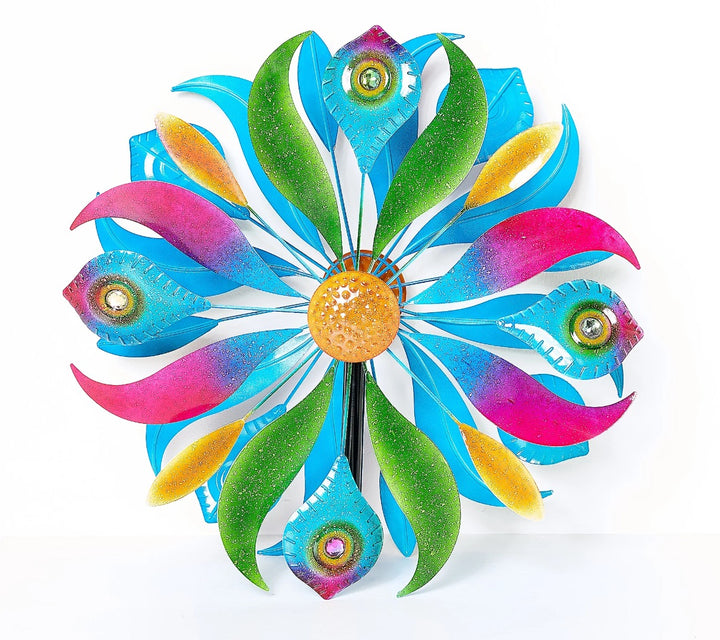 Rainbow with Gemstones Wind Spinner 75 Inches Tall heartlandflags