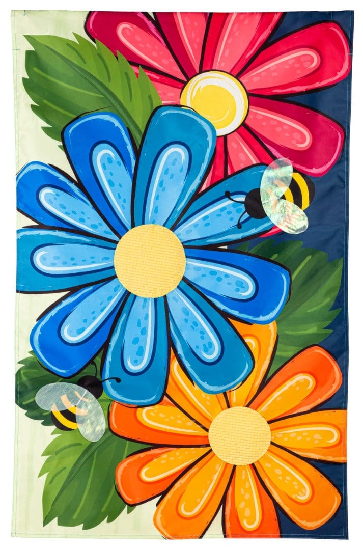 Spring Floral Garden Flag 2 Sided Applique Bee heartlandflags