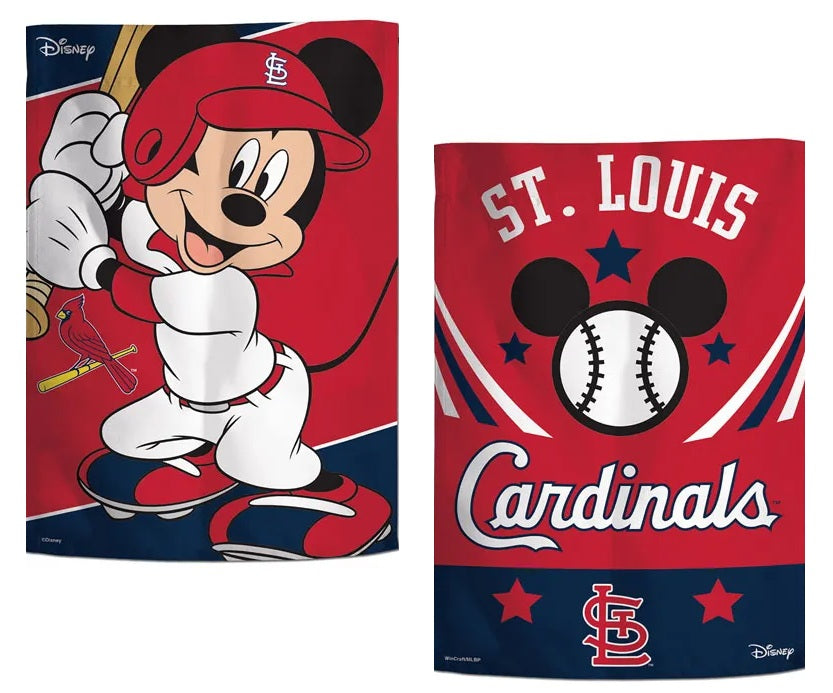 St Louis Cardinals Garden Flag 2 Sided Mickey Mouse heartlandflags