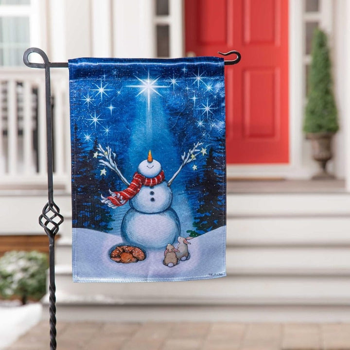 Star Heart Snowman Winter Garden Flag 2 Sided Lustre heartlandflags