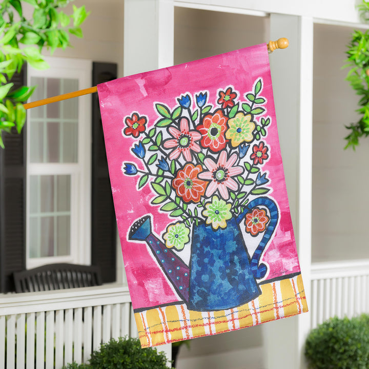 Summer Flowers Watering Can 2 Sided Banner heartlandflags