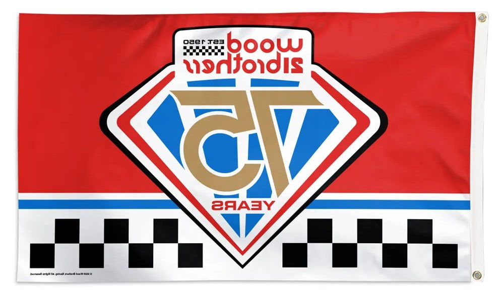Wood Brothers 75 Years Flag 3x5 heartlandflags