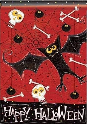 Bats and Bones Halloween Banner 2 Sided House Flag 98768 Heartland Flags