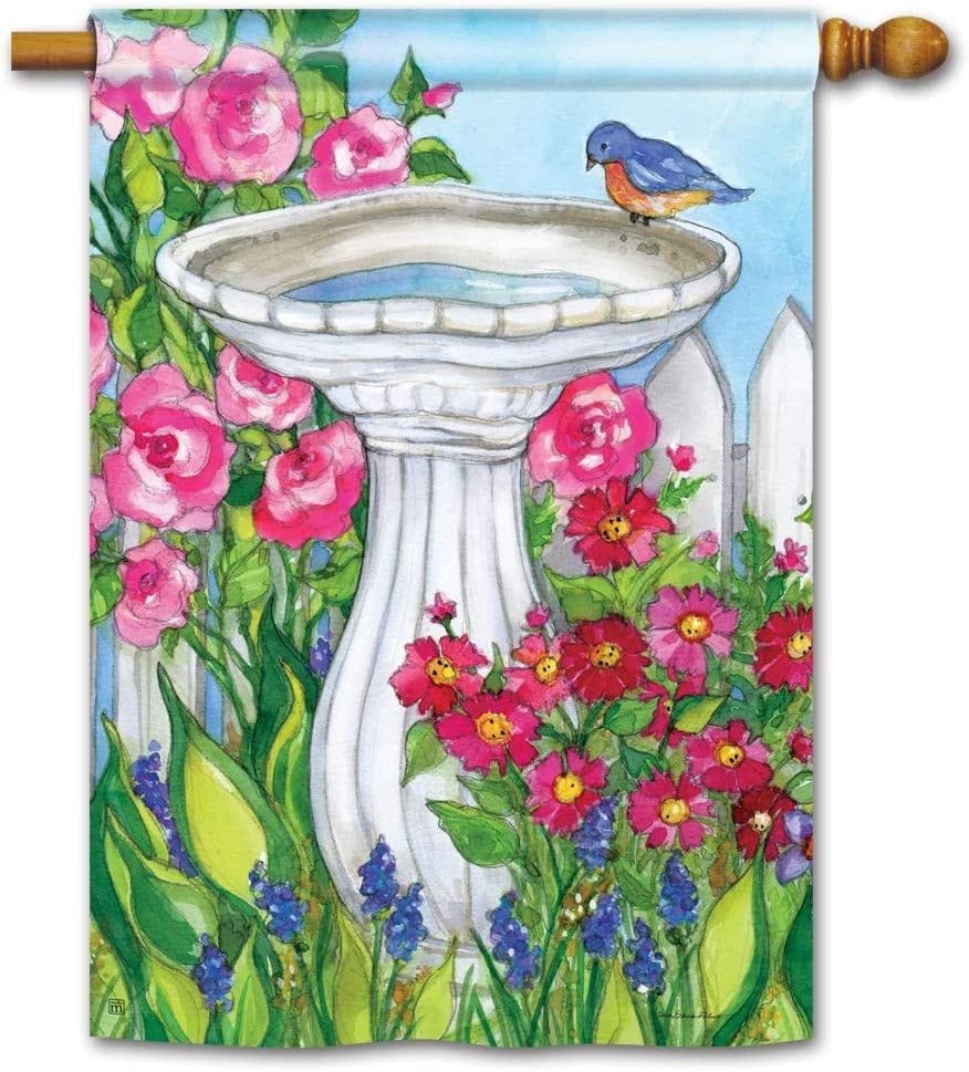 Backyard Birdbath Flag 2 Sided Decorative Banner heartlandflags
