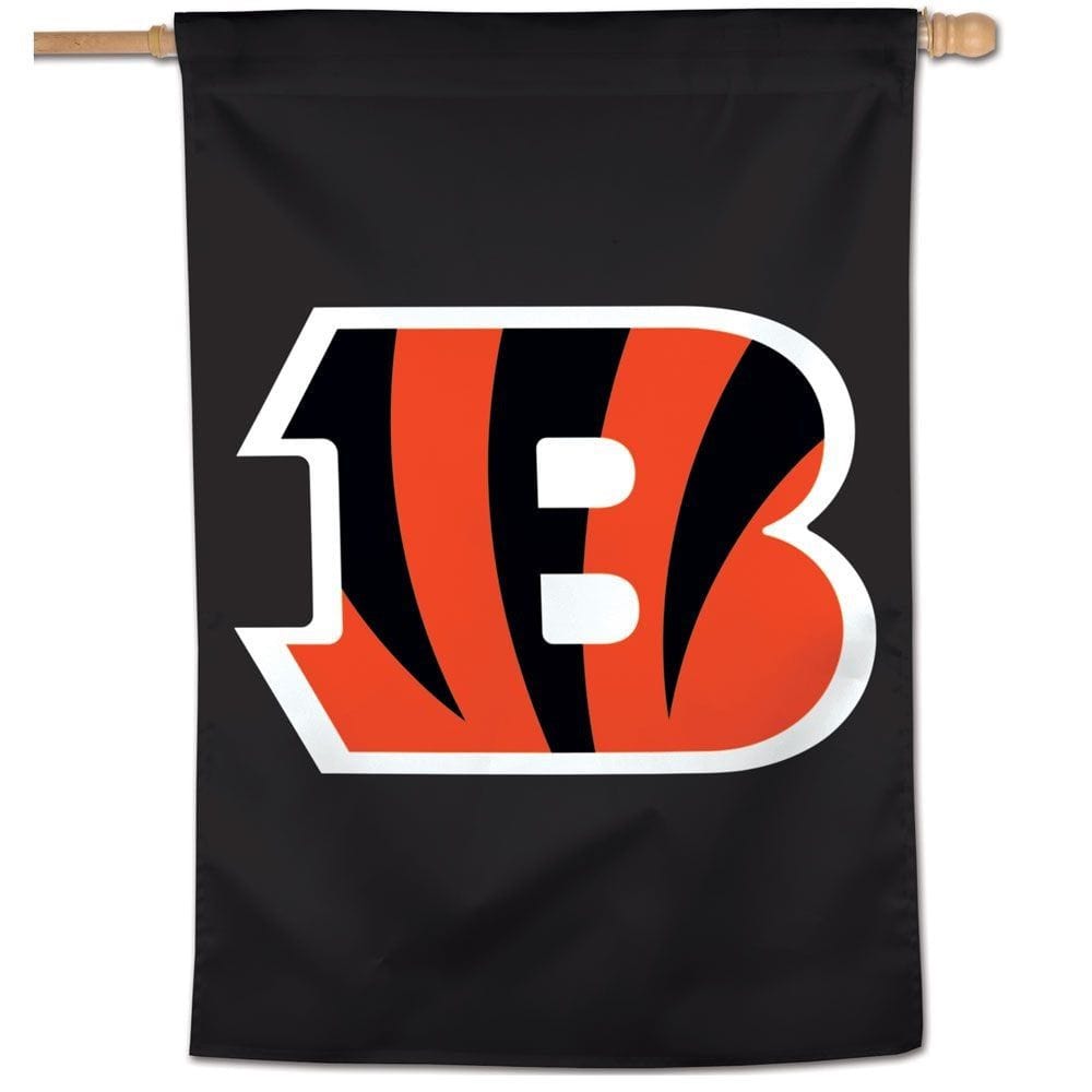 Cincinnati Bengals Banner Vertical Logo Black Flag heartlandflags